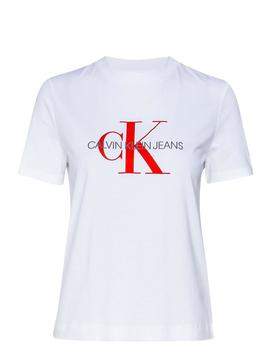 Camiseta Calvin Klein Satin Monogram Relax blanco