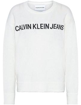 Jersey Calvin Klein Alpaca Blend Logo beige mujer