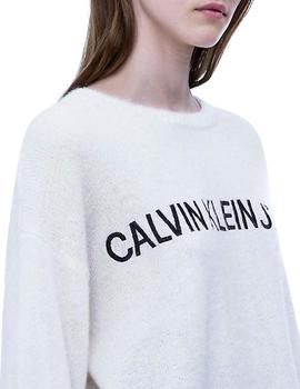 Jersey Calvin Klein Alpaca Blend Logo beige mujer