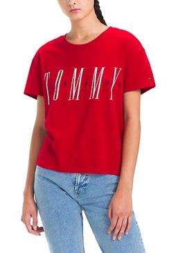 Camiseta Tommy Jeans Layer Graphic rojo mujer