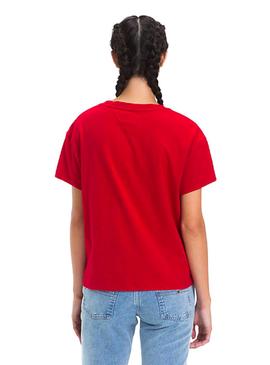 Camiseta Tommy Jeans Layer Graphic rojo mujer