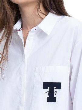 Camisa Tommy Jeans TJW Solid Detail blanco mujer