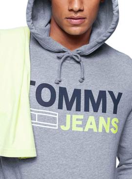 Felpa Tommy Denim Corp Logo Hoodie gris hombre