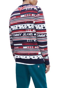 Jersey Tommy Jeans Americana Stripe rojo hombre