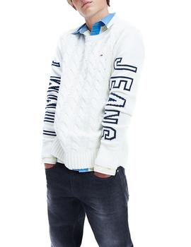 Jersey Tommy Jeans Cable Logo blanco hombre