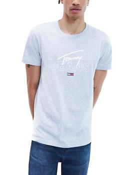 Camiseta Tommy Jeans Script Logo gris hombre