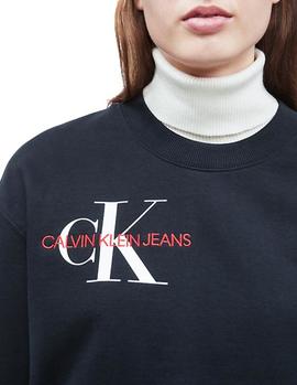 Felpa Calvin Klein Washed Monogram Oversized negro mujer