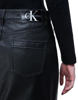 Falda Calvin Klein Leather negro mujer