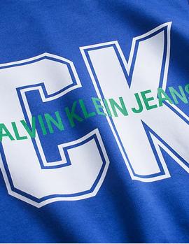 Felpa Calvin Klein Large Print Reg Crew Neck azul hombre