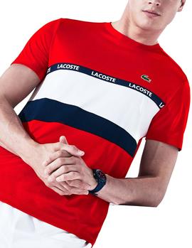 Camiseta Tenis Lacoste Sport TH8427 rojo/blanco hombre
