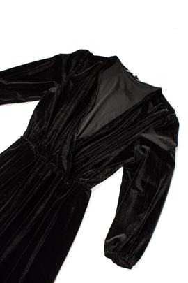 Vestido Designers Society Wrapped Midi Velvet negro mujer