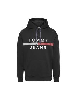 Felpa Tommy Jeans Reflective Flag Hoodie negro hombre