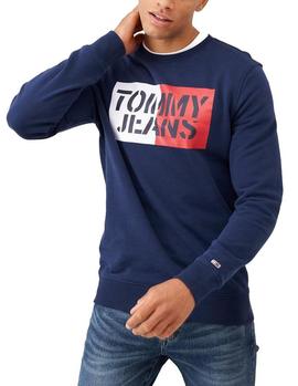 Felpa Tommy Jeans Essential Graphic Crew marino hombre