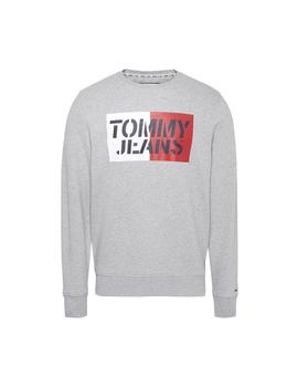 Felpa Tommy Jeans Essential Graphic Crew gris hombre