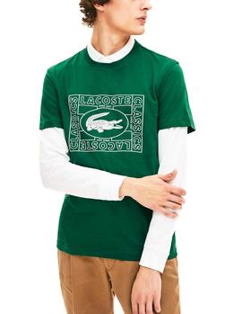 Camiseta Lacoste TH5097 Print Cocodrilo verde hombre