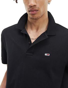 Polo Tommy Jeans Classics Solid Stretch negro hombre
