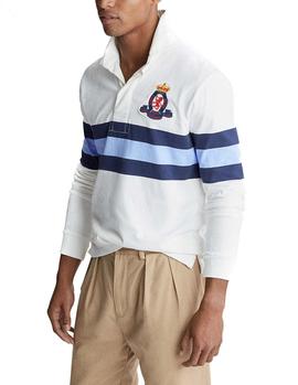 Polo Ralph Lauren Classic Fit Striped Rugby blanco hombre