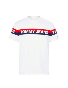 Camiseta Tommy Jeans Double Stripe Logo blanco hombre