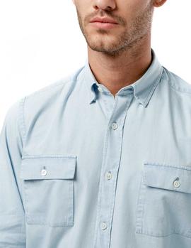 Camisa Edmmond Pocket Denim Bleach azul hombre
