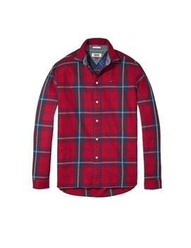 Camisa Tommy Denim Tjm Essential Big Check rojo