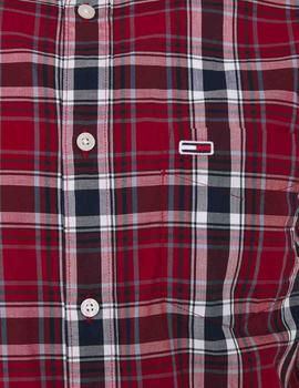 Camisa Tommy Jeans Faded Checks rojo hombre