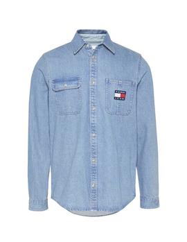 Camisa Tommy Jeans Denim Badge azul hombre