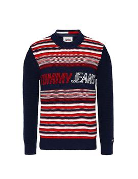 Jersey Tommy Jeans Structure Mix marino hombre