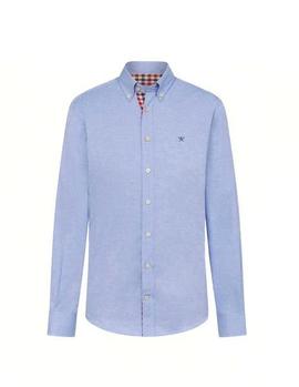 Camisa Hackett Check Trim Flannel Oxford azul hombre