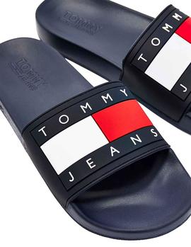 Chancas Tommy Jeans Flag Pool Slide marino hombre