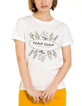 Camiseta Naf Naf Print Flores crudo mujer