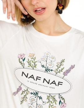 Camiseta Naf Naf Print Flores crudo mujer