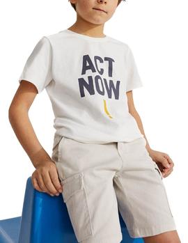 Camiseta Ecoalf Baume Act Now blanco niño