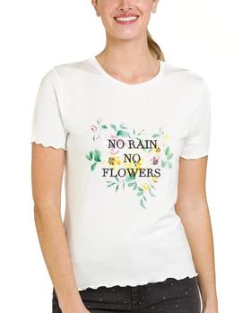 Camiseta Naf Naf Flowers crudo mujer