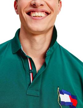 Polo Tommy Hilfiger 1985 Wavy Flag verde hombre