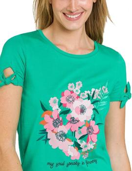 Camiseta Naf Naf Flores verde mujer