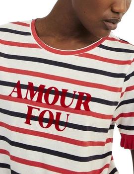 Camiseta Naf Naf Amour Fou rojo mujer