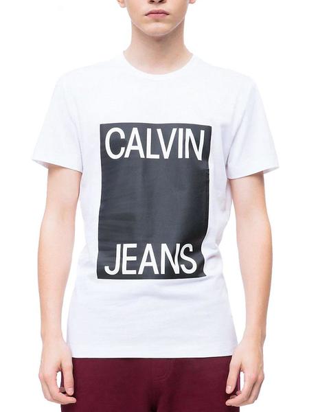 Camiseta Calvin Klein Box Logo Slim blanco/negro