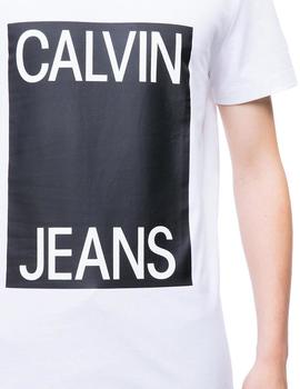 Camiseta Calvin Klein Box Logo Slim blanco/negro