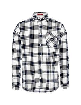 Camisa Tommy Jeans Flannel Plaid blanco hombre