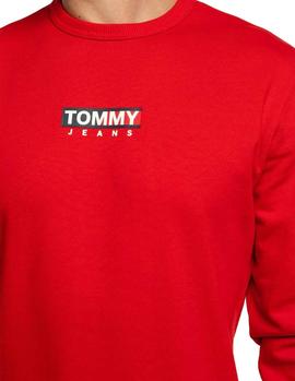 Felpa Tommy Jeans Entry Graphic Crew rojo hombre