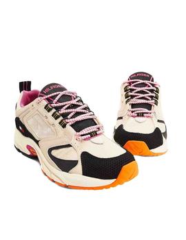 Zapatillas Tommy Jeans Archive Mix Runner beige mujer
