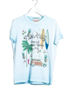 Camiseta Hombre Take A Way Summer Azul Celeste