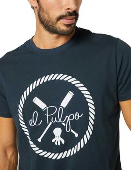 Camiseta elPulpo Remos New Wave marino hombre