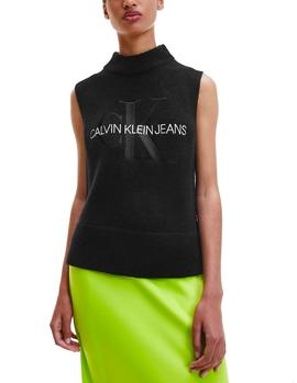 Top Calvin Klein Jeans Monogram Knitted Vest negro mujer