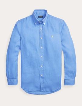 Camisa Ralph Lauren Custom Fit Linen azul hombre