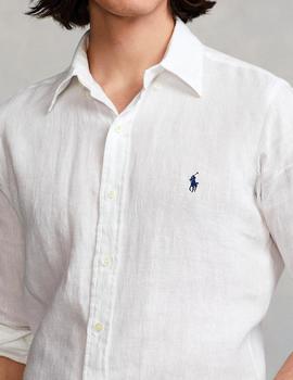 Camisa Ralph Lauren Custom Fit Linen blanco hombre