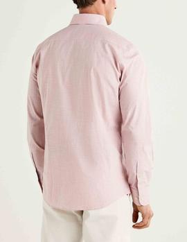 Camisa Hackett Essential Gingham blanco rosa hombre