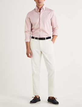 Camisa Hackett Essential Gingham blanco rosa hombre