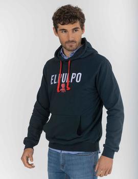 Felpa elPulpo Logo Embroidery Hoodie marino hombre