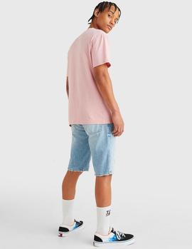 Camiseta Tommy Jeans Tiny Linear rosa hombre